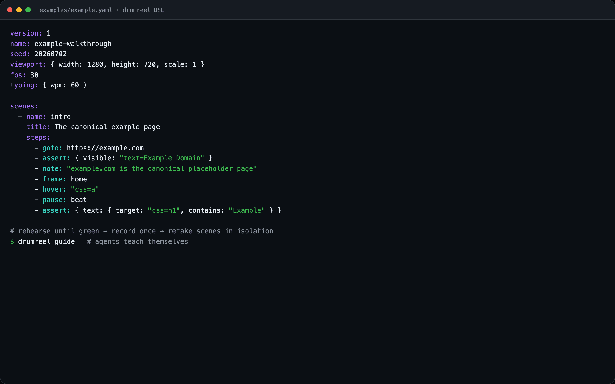 drumreel YAML scenario example
