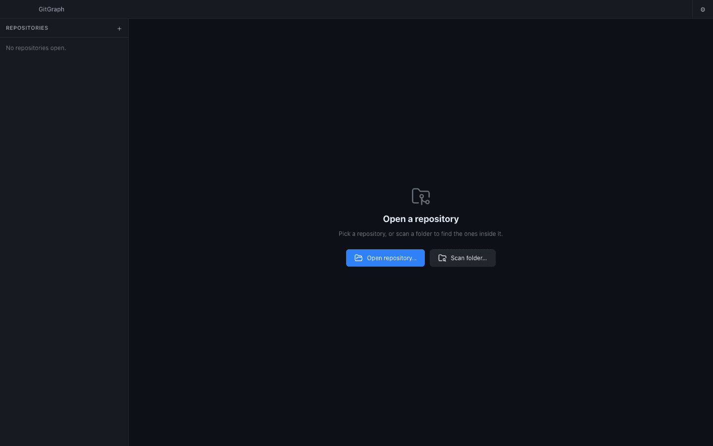 Estado vacío de GitGraph